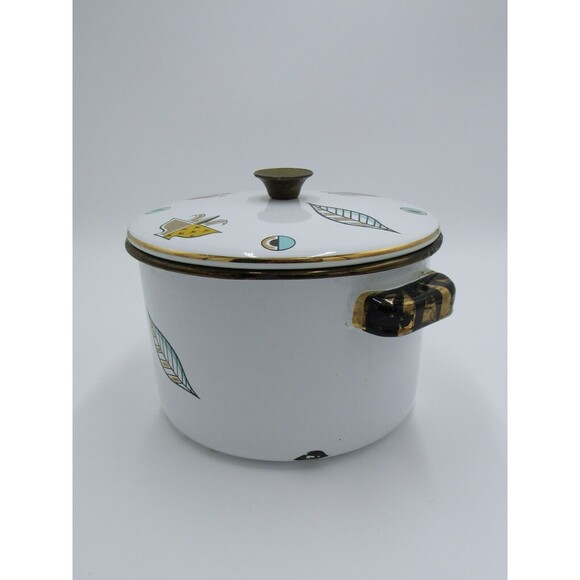 VTG MCM 2 qt Sauce Pot Georges Briard Ambrosia Pineapple Enamelware 60s Retro - Picture 14 of 16